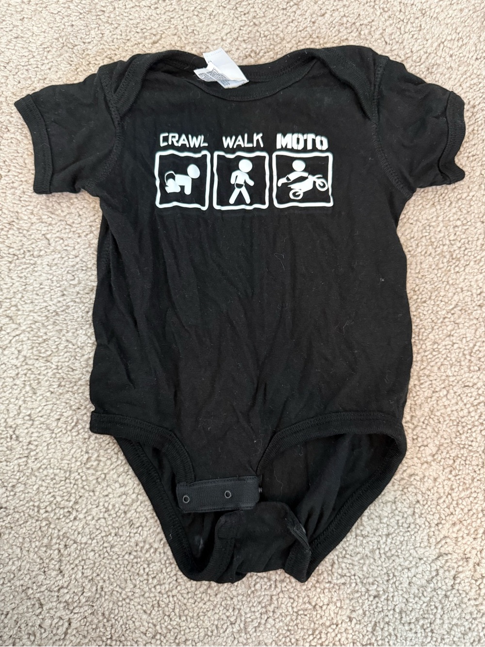 Baby One-Piece Bodysuit onesie - Black "Crawl Walk Moto"